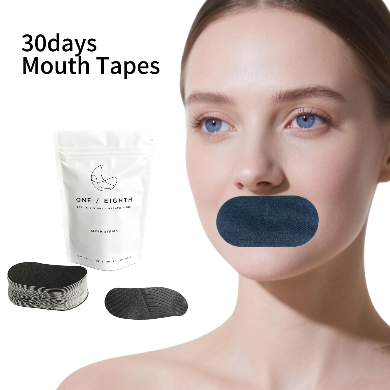 Black Cotton Mouth Tapes For Snoring Custom Nose Breathing Tapes OEM Latex Free Sleep Strips Manufacturer